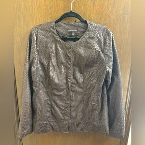 Dana Buchman Dark Brown Snake Pattern faux Leather Jacket